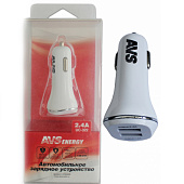USB автомобильное зарядное устройство AVS 2 порта UC-322 (2,4А)
