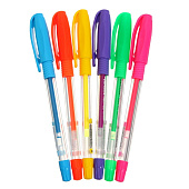  ручка гелевая цветная Neon Pensan 1,0мм 6 цветов микс GEL с резиновым держателем 3794838 