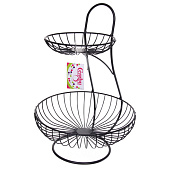  Фруктовница "Brownie" 2 яруса 16х25х36см черная, полоски 361-762 