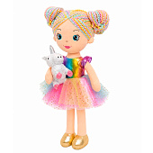Мягкая игрушка Maxitoys, Кукла Сабрина с единорогом в разноцветном платье, 38 см
