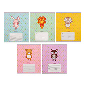 Тетрадь 12л Зверята, клетка, белые листы, твердая обложка, ТК127315 Тетрадь 12л Зверята, клетка, белые листы, твердая обложка, ТК127315