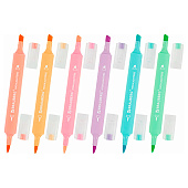  Набор текстовыделителей 6 цветов Пастельные 1-3 мм, двусторонний, (острый+скошенный), с клипом, H2358, DH-93/DB-290 