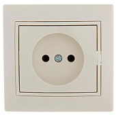 Розетка встраиваемая с заземлением, цвет крем, Lezard MIRA Розетка встраиваемая с заземлением, цвет крем, Lezard MIRA