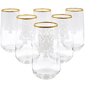  Набор стеклянных стаканов для воды DECORES Кружево с золотым декором 6 шт. DCS1255 