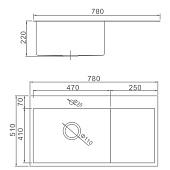  Мойка врезная нержавеющая сталь 3мм 78х51 Сатин PVD левая AF97851-L Aflorn 