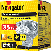 Лампа галоген. Navigator MR16 35Вт CL 12В G5,3 (94203)
