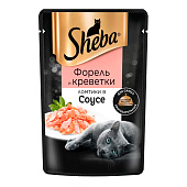 Влажный корм Sheba для взрослых кошек форель, креветки 75г