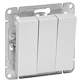 Выключатель встраиваемый 3 клавиши, цвет алюминий, EKF Эпика Выключатель встраиваемый 3 клавиши, цвет алюминий, EKF Эпика