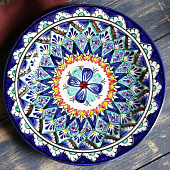  Тарелка Риштанская Керамика "Цветы", синяя, 17 см 2870578 