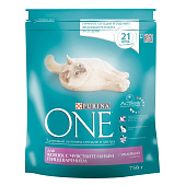  Сухой корм ONE SENSITIVE для кошек Индейка, Рис 750г 
