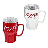  Кружка с крышкой и трубочкой, 500 мл, L12,W10,H13,5 см, микс  800109 