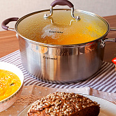 Кастрюля c крышкой 24х11,5 см.  5,1 л. нерж. сталь Тофу / Toffee Es TOFL24BE101