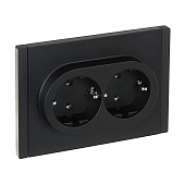  Розетка двойная встраиваемая с заземлением, цвет черный, IEK FORTE&PIANO 