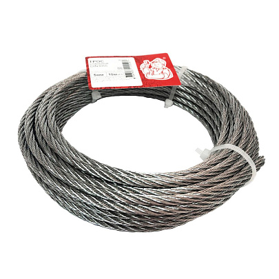 Трос стальной DIN 3055 5мм (10 м) Трос стальной DIN 3055 5мм (10 м)