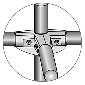 Соединитель 4-х труб с 2-мя площ.для полок хром "E Соединитель 4-х труб с 2-мя площ.для полок хром "E
