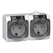 Блок ОП Этюд IP44 бел. (2-м розетка с заземл. защ. шторки) SchE PA16-244B Блок ОП Этюд IP44 бел. (2-м розетка с заземл. защ. шторки) SchE PA16-244B