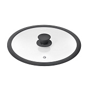Крышка стеклянная с ободом Home Queen RED HOT, черная, D 24см 77154 Крышка стеклянная с ободом Home Queen RED HOT, черная, D 24см 77154