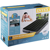  INTEX Кровать надувная DOWNY BED, (fiber-tech) , 99x191x25см, встроенный ножной насос, ПВХ, 64761 