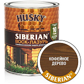  HUSKY SIBERIAN "Воск-лазурь" декоративно-защитный состав для древесины кофейное дерево 0,9л 