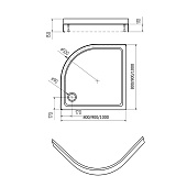 Поддон акриловый 100х100х140 1/4 круга с регулируемыми по высоте ножками с сифоном Type R-2 Encanto Поддон акриловый 100х100х140 1/4 круга с регулируемыми по высоте ножками с сифоном Type R-2 Encanto