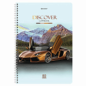  Тетрадь 80л. А4. BRAUBERG гребень, клетка, обложка картон, Discover, 404050 