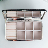  Шкатулка для украшений «Маленькие пятнышки. Синяя голография», с зеркалом, искусственная кожа, 6х9.8х18.5 см 