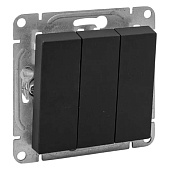 Выключатель встраиваемый 3 клавиши, цвет черный, EKF Эпика Выключатель встраиваемый 3 клавиши, цвет черный, EKF Эпика