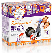  HELP Комплект от КОМАРОВ: фумигатор и жидкость  30 ночей, инсектицидная 