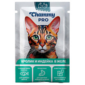 Влажный корм Chammy PRO для кошек 85гр кролик и индейка в желе