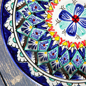 Тарелка Риштанская Керамика Цветы синяя 17 см 2870578 Тарелка Риштанская Керамика Цветы синяя 17 см 2870578