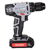  Дрель-шуруповерт аккумуляторная Ресанта ДА-20-2ЛК, 20В Li-ion,  55/27Нм, 2 АКБ (2Ач), кейс 