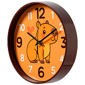Часы настенные круг d=19,5см, корпус коричневый " Капибара" Часы настенные круг d=19,5см, корпус коричневый " Капибара"