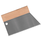  Шпатель зубчатый для клея 250мм, зуб S2 5x4мм, деревянная ручка, нержавеющая сталь 