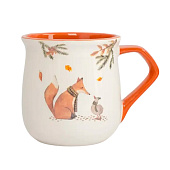 Кружка 400 мл. керамика бело-оранжевая Лиса и гусь Autumn friends ANLAF-FDH-061225-1