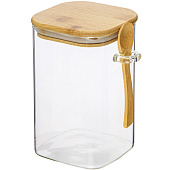 Контейнер с бамбук.крышкой и ложкой, Д100 Ш100 В160, 1000 мл, прозрачный Cang-02 Контейнер с бамбук.крышкой и ложкой, Д100 Ш100 В160, 1000 мл, прозрачный Cang-02
