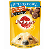  Корм влажный для собак Pedigree телятина, печень желе 85г 