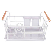 Сушилка для посуды с деревянными ручками белая 36х26х16,5 см 917-100 Сушилка для посуды с деревянными ручками белая 36х26х16,5 см 917-100