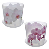 Кашпо 2,4л 16 см ДЕКО с подставкой Орхидея М3106 белая Кашпо 2,4л 16 см ДЕКО с подставкой Орхидея М3106 белая