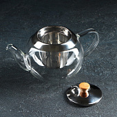 Чайник стеклянный заварочный «Эпле», 600 мл, с металлическим ситом 9227329 Чайник стеклянный заварочный «Эпле», 600 мл, с металлическим ситом 9227329