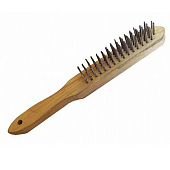  Щетка стальная с деревянной рукояткой 4 ряда/ТЕВТОН 