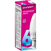Лампа LED 6Вт Е27, свеча, 4000К нейтр. бел. ОНЛАЙТ Лампа LED 6Вт Е27, свеча, 4000К нейтр. бел. ОНЛАЙТ