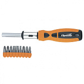 Отвертка реверсивная, набор бит, 10шт, CrV, Sparta Отвертка реверсивная, набор бит, 10шт, CrV, Sparta