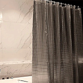  Штора для ванной Лаурель 3D ПВХ 180х180см 12 колец дымчатый /104242 Zenfort 