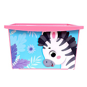  Ящик для игрушек с крышкой, «Весёлый зоопарк», объем 30 л, цвет розовый 5122424 