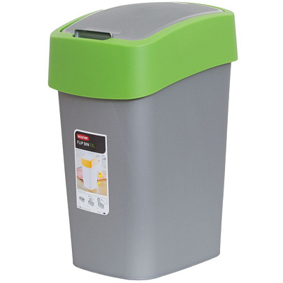  Контейнер для мусора FLIP BIN серебристый/зеленый 10л 02170-P80 