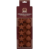 Форма силиконовая "Звёздочки и ракушки" 21х10,5х2 см, 10 ячеек, цвет в ассортименте MARMITON 16002 Форма силиконовая "Звёздочки и ракушки" 21х10,5х2 см, 10 ячеек, цвет в ассортименте MARMITON 16002