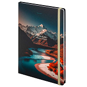  Блокнот с резинкой в клетку 96л, БОЛЬШОЙ ФОРМАТ А4 204х299мм, BRAUBERG, Landscape,115531 