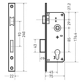 Замок врезной без ручек 9045 В CP без ЦМ хром Аллюр Замок врезной без ручек 9045 В CP без ЦМ хром Аллюр
