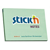  Блок для записей 76х101 100л STICK"N HOPAX клей пастель зеленый(12/144) /21153/822647/ 
