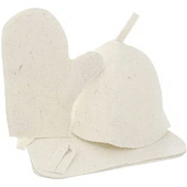  Набор для бани "Бацькина баня" (шапка, коврик, рукавичка) "Classic white" 
